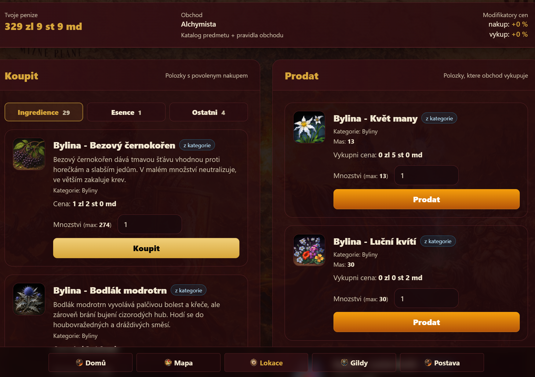 Obchod ve hře TORCH